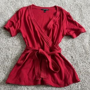 Peplum Faux Wrap Top